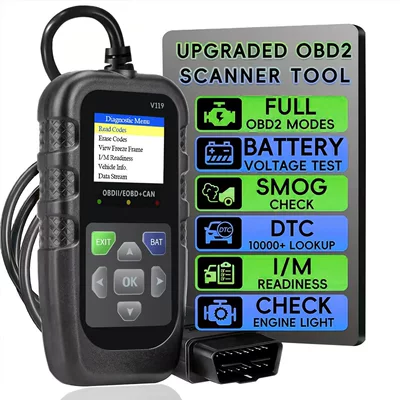 2025 OBD2 Scanner Diagnostic Device Code Reader Code Eraser Engine Fault Detector Car Scanner (Other power supply, ignition system) - black