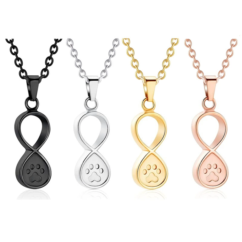 Бесконечная форма пепел домашних животных ожерелье кошачьей лапы отпечаток вечной любви любимого пепла ожерелье титановой стали мемориальный кулон