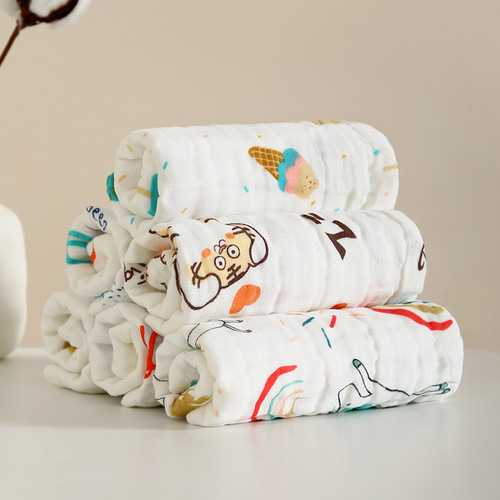 Baby gauze square towel, pure cotton absorbent baby saliva towel, infant face towel, six-layer cotton high-density small square towel