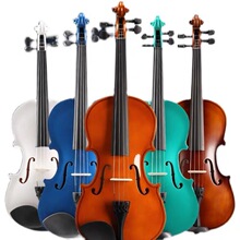 彩色小提琴木质小提琴儿童初学练习成人提琴4/4外贸批发塑料配件