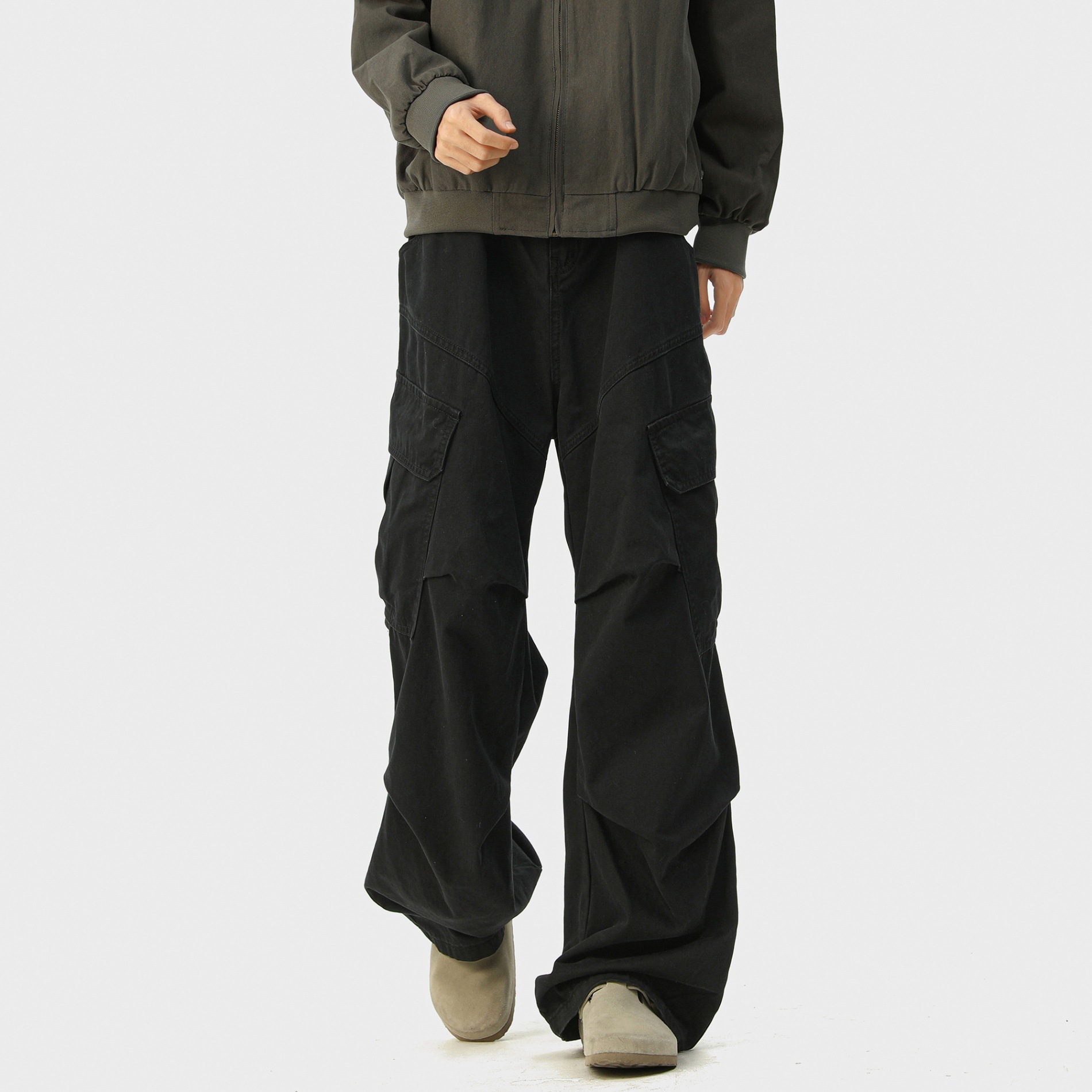 Men's Cargo 2025 Spring And Autumn New American High Street Style Cool Trendy Brand Versatile Loose Straight Wide-Leg_voghion.com