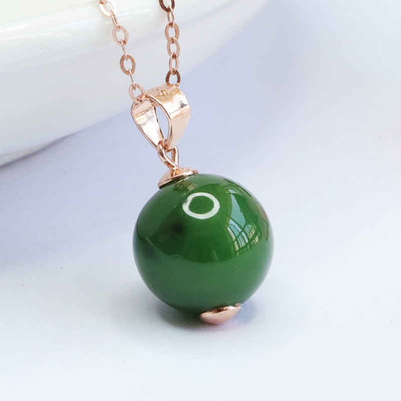 眷钰 定制S925银镶天然和田玉碧玉吊坠珠宝饰品直播代发S2040701