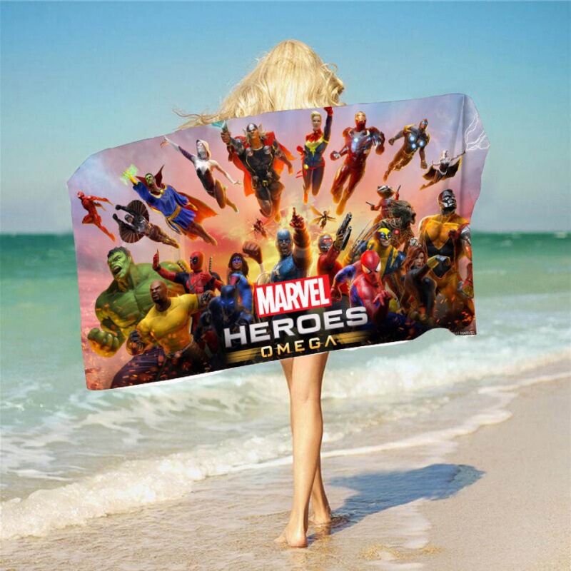 Factory Direct supply Marvel series Avengers 3D digital printing square bath towel beach towel non-stick sand