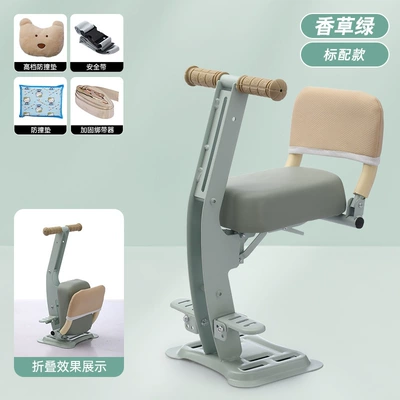 Motorcycle child seat: Battery Car Baby Safety - green-folding-footrest-folding-backrest-upgraded-bear-anti-collision-pad