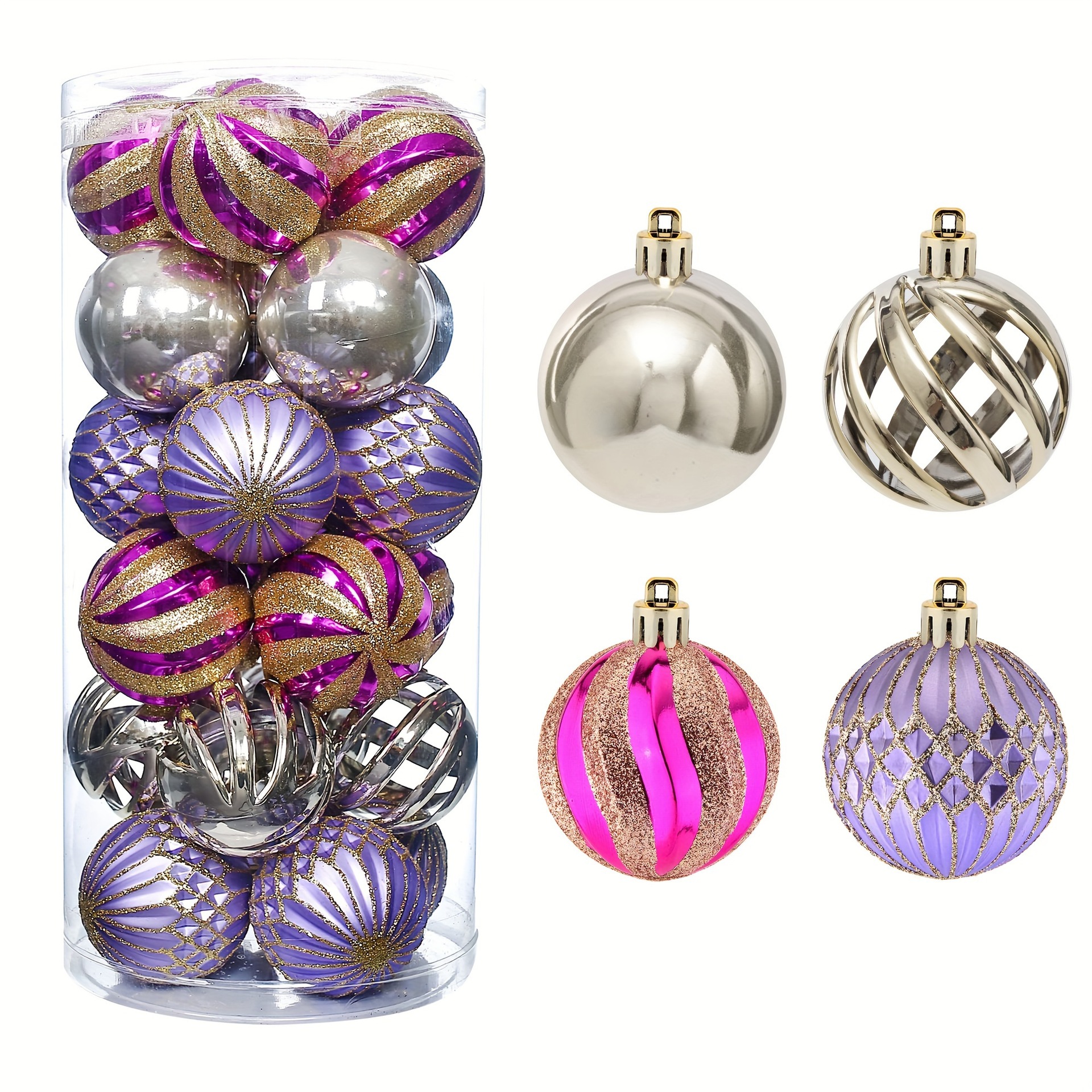 Nueva bola hueca 6cm24pcs púrpura alta lujo bola de Navidad árbol de Navidad colgante bola de decoración de Navidad
