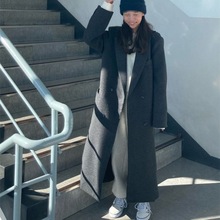 灰色超长款毛呢大衣女韩版大码宽松显瘦秋冬加厚女生呢子外套