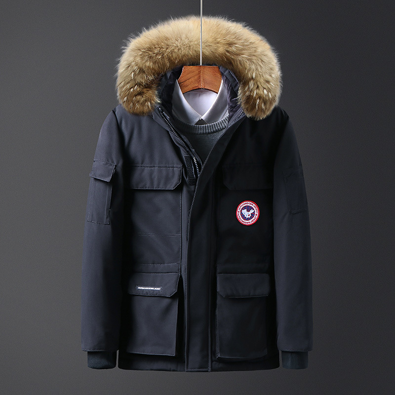 Cross-border Down Jacket Men's Winter Leisure Big Fur Collar Couple Tooling Jacket Korean Version Of The Trend Of Thick Coat Foreign Trade