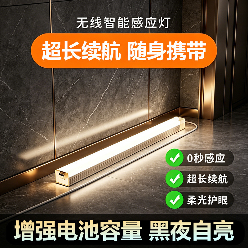 Wholesale Led Motion Sensor Cabinet Light with Magnetic Installation, Rechargeable Model for Wardrobe and Wine Cabinet, Long Strip Smart Led Night Light