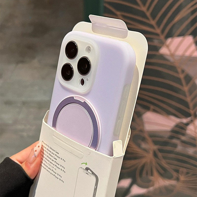 2025年新型ゼリースタンド付きiPhone17promax対応スマホケース パープル iPhone16 液体シリコン|undefined