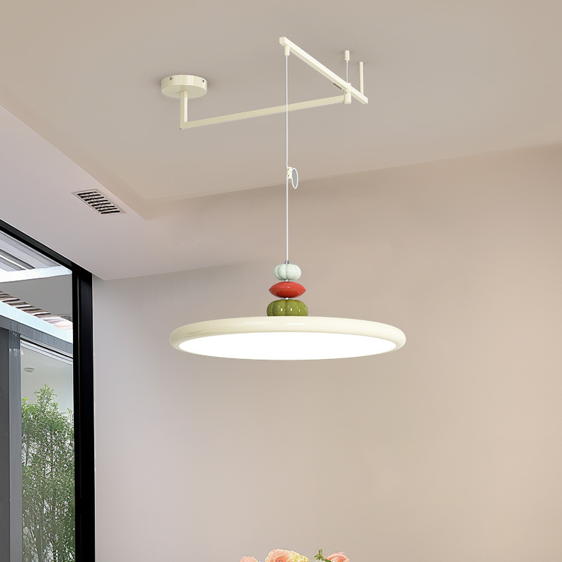 詫寂風復古飛碟搖臂餐廳吊燈簡約現代餐桌燈設計師護眼全光譜燈具