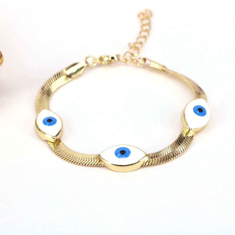 Fashion Star Heart Shape Eye Copper Bracelets Enamel Gold Plated Copper Bracelets