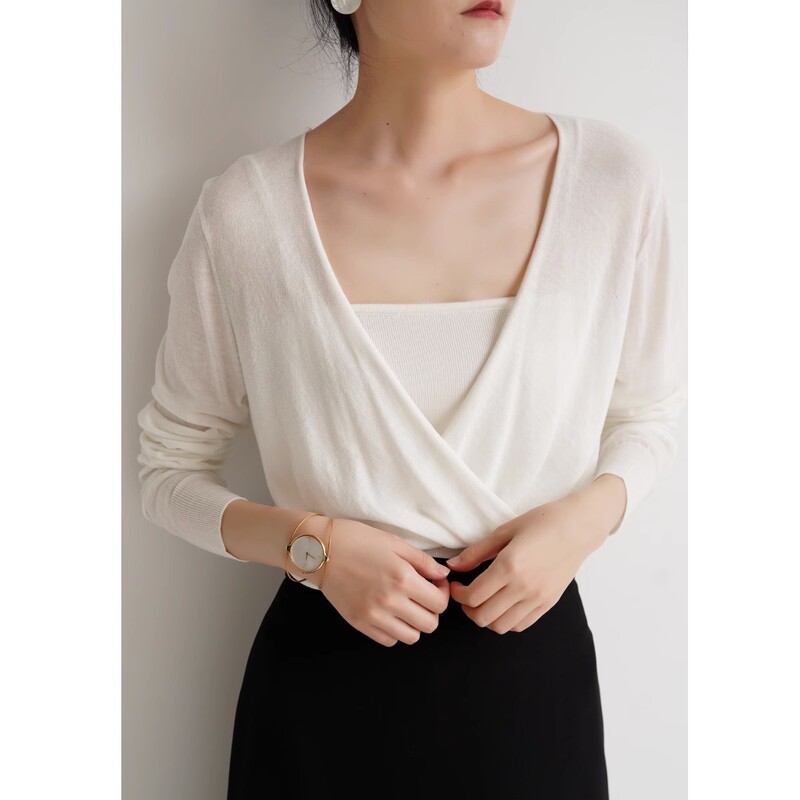 2025 New Venus Pleated Design Tencel Linen Summer Women's Knitted Sunscreen Shirt