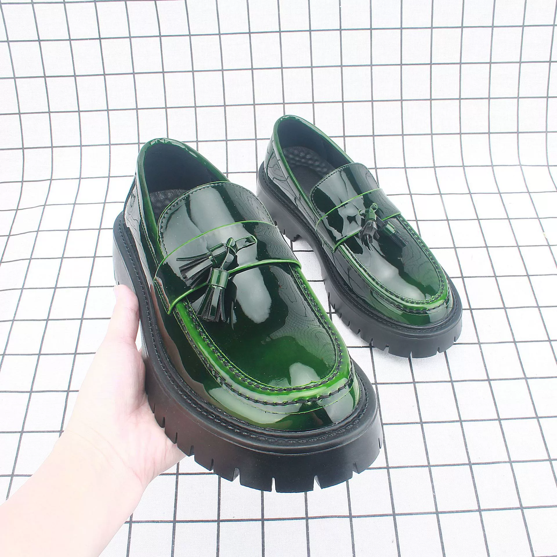 Летние молодежные британские лоферы на толстой подошве с широким носком для работы, делового стиля и свадебных мероприятий 1097