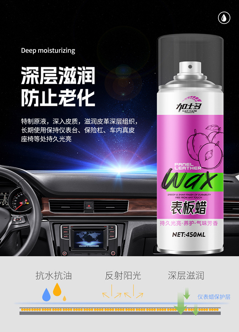 Garstor Car Dashboard Wax Interior Leather Dashboard Liquid Cure Wax Scratch Polish Maintenance Decontamination Car Wax