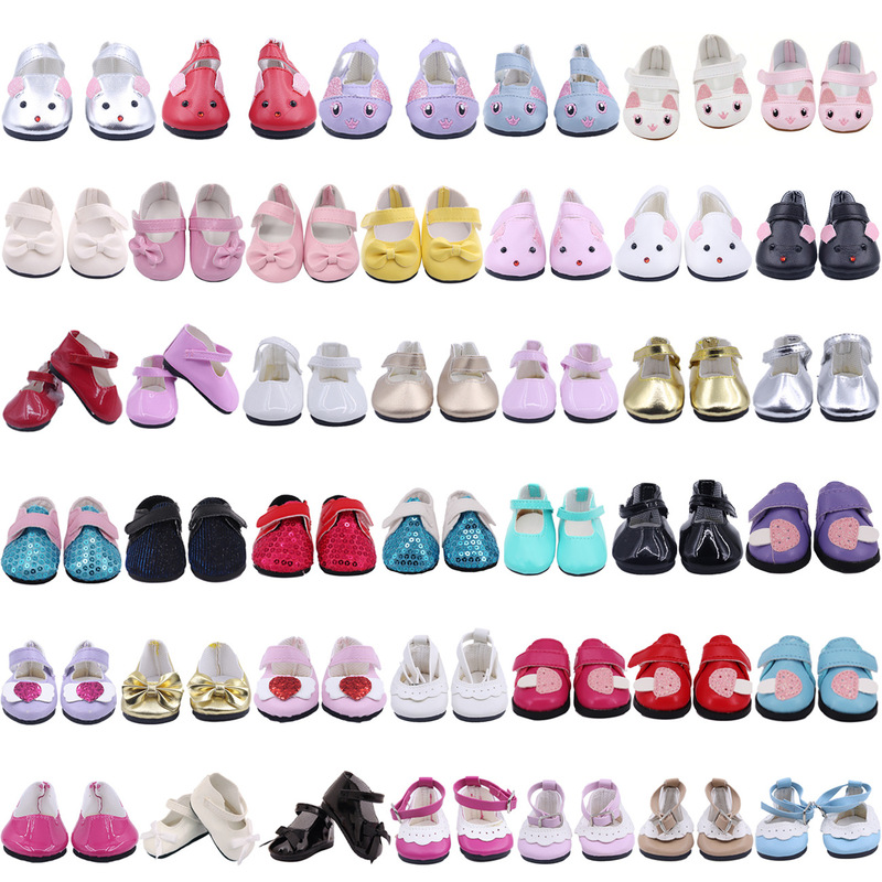 American Doll Velcro Little Leather Shoes 18inch Doll Shoes Exo Doll Toy Shoes 6cm Doll Shoes Versatile