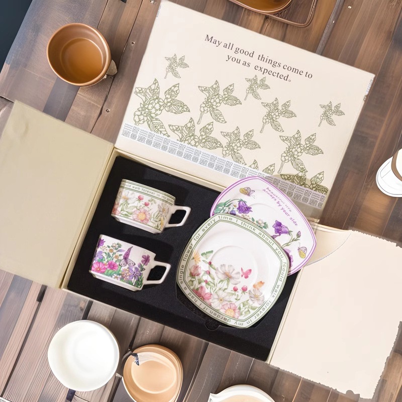 Juego de tazas de café de regalo de inauguración de la casa, empaque en caja de regalo, evento de apertura, aniversario, regalo de la empresa, taza de agua de regalo de mano