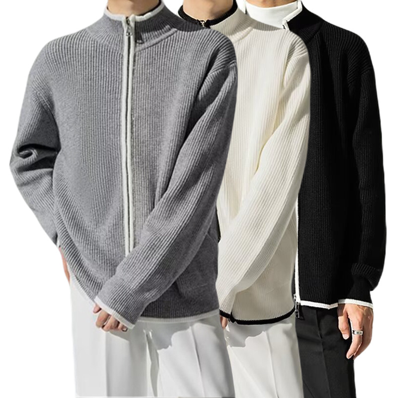 Explosiones transfronterizas de tamaño europeo de gran tamaño cardigan jersey suéter hombre chaqueta de color chaqueta de fábrica de negocios maduros al por mayor