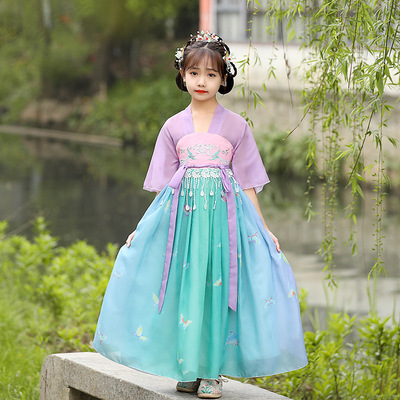 girl Hanfu Chinese style Summer fund baby ancient costume children Tang costume Little Girl Retro Improvement Dress Ruskirt