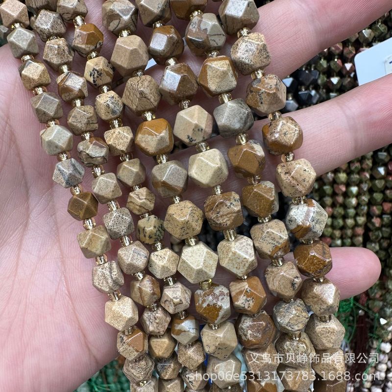 6-8mm切面八角玛瑙虎眼不规则冲角diy饰品配件手链不定形串珠饰品|undefined