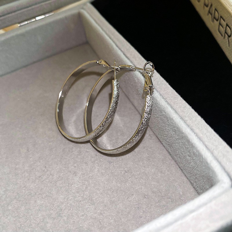 Aguja de plata Pendientes de anillo de elemento transfronterizo europeo y americano Pendientes de nicho de viento frío Pendientes de temperamento de moda Pendientes de lujo ligero y de alta gama