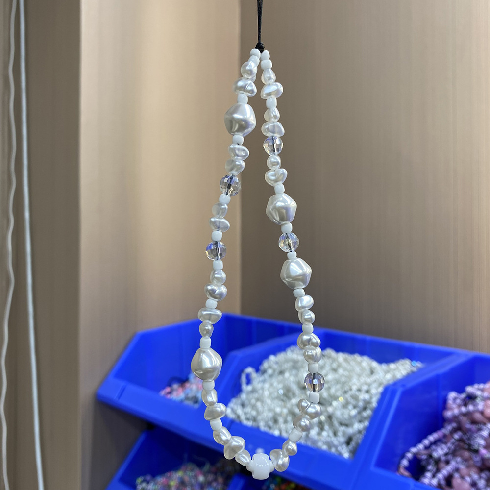 Kkbead estilo japonés y coreano de alta textura cristal hecho a mano con cuentas teléfono móvil cadena simple versátil en forma perla cordón las mujeres