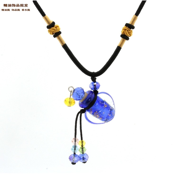 精油饰品网蓝色桃心形金沙款双扣绳项链4.jpg