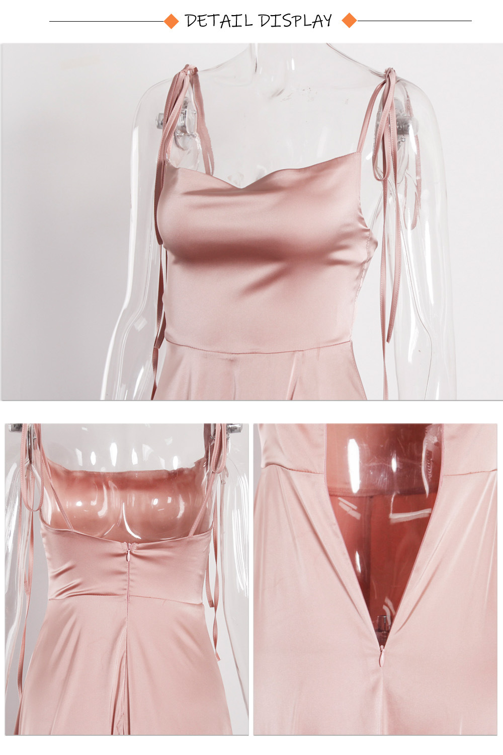 Women's Evening Dress Satin Square Neck Split Long Prom Gown_voghion.com