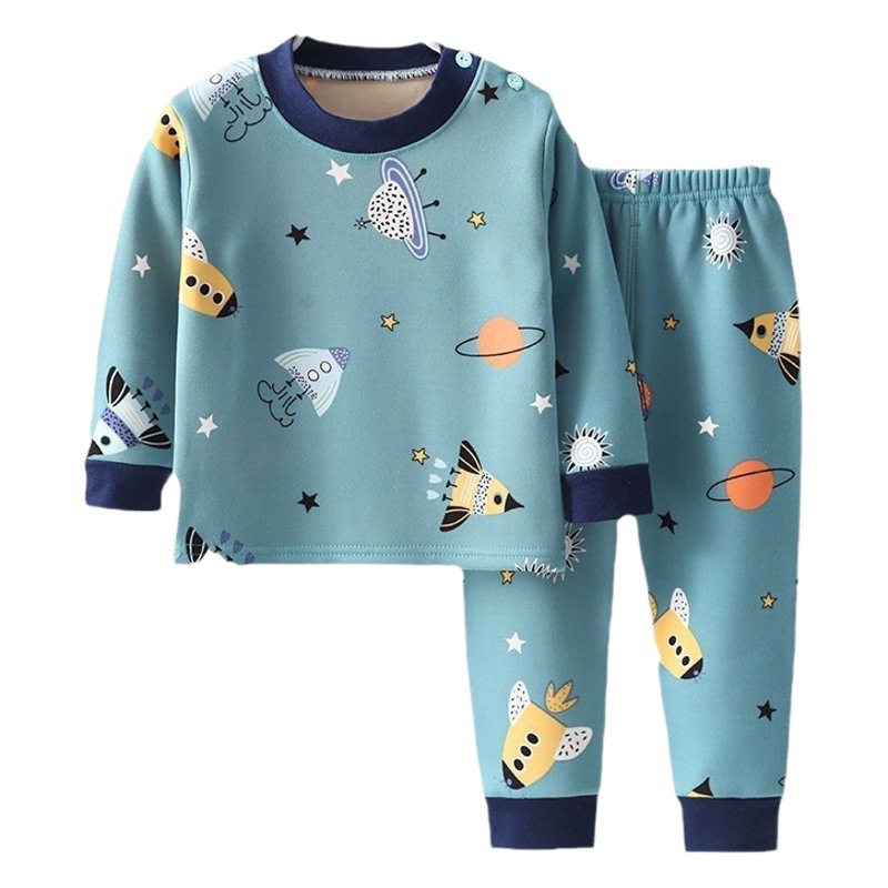 Traje de ropa interior térmica para niños engrosada con forro polar de seda de leche para niños Otoño e Invierno ropa de otoño pantalones largos para Niños y Niñas Ropa Para el hogar