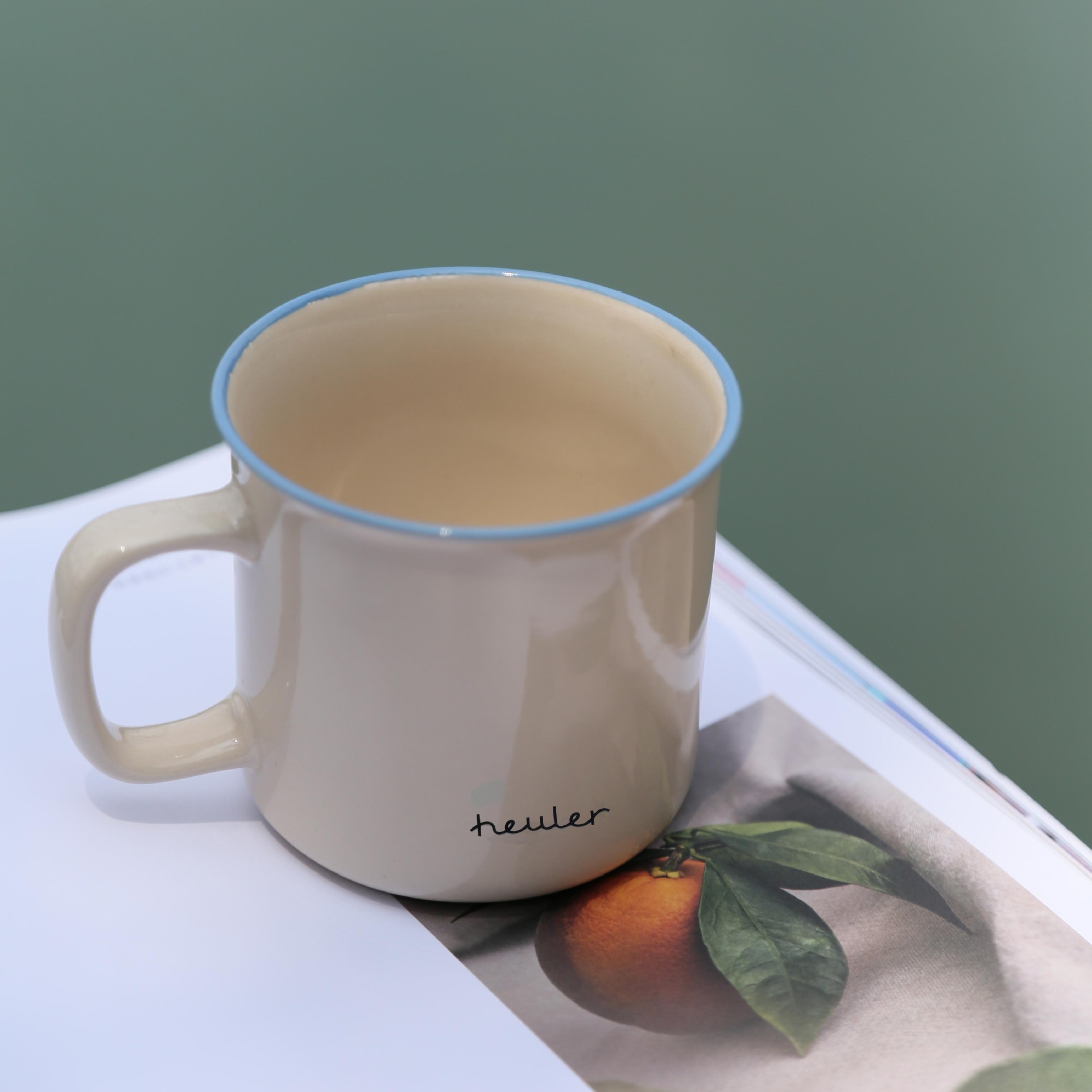 水杯定制LOGO陶瓷马克杯蓝咖啡杯定制仿搪杯创意高级感礼品伴手礼