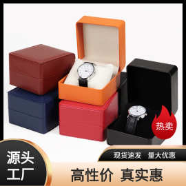 现货手表盒圆角翻盖pu皮高档手表包装盒腕表手表机械表收纳盒批发