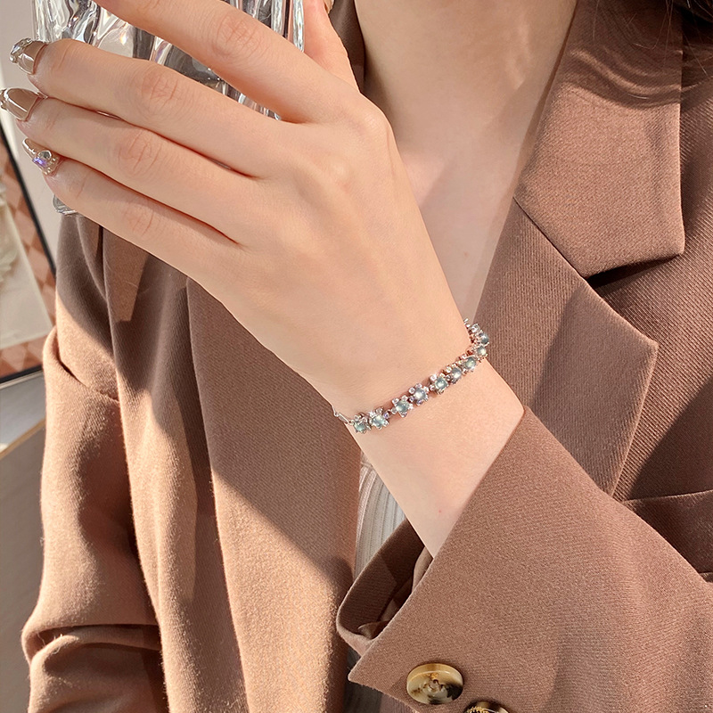 Material peligroso natural, joyería de jade de agua azul, pulsera de plata de ley S925 que no se desvanece, nueva moda china para mujer, sentido retro premium