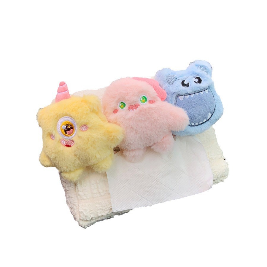 Cute Monster Caja de pañuelos de coche Caja de dibujo de papel de coche colgante Caja de reposabrazos Decoración de coche Bolsa de pañuelos de coche Mujer