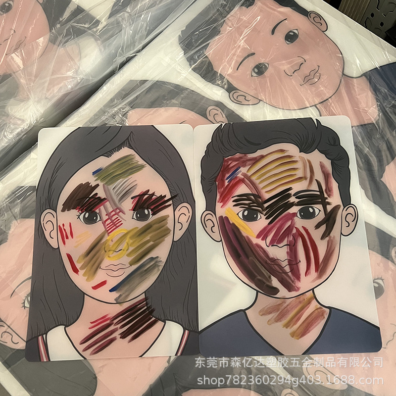定制人脸循环使用水洗画板 人体彩绘练习板 UV印刷 环保材料