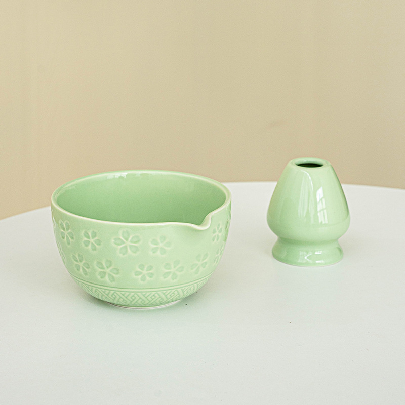 新しい和風抹茶桜ボウル、注ぎ口付きセラミックピンク茶筅ティーツールの越境専用 Amazon|undefined