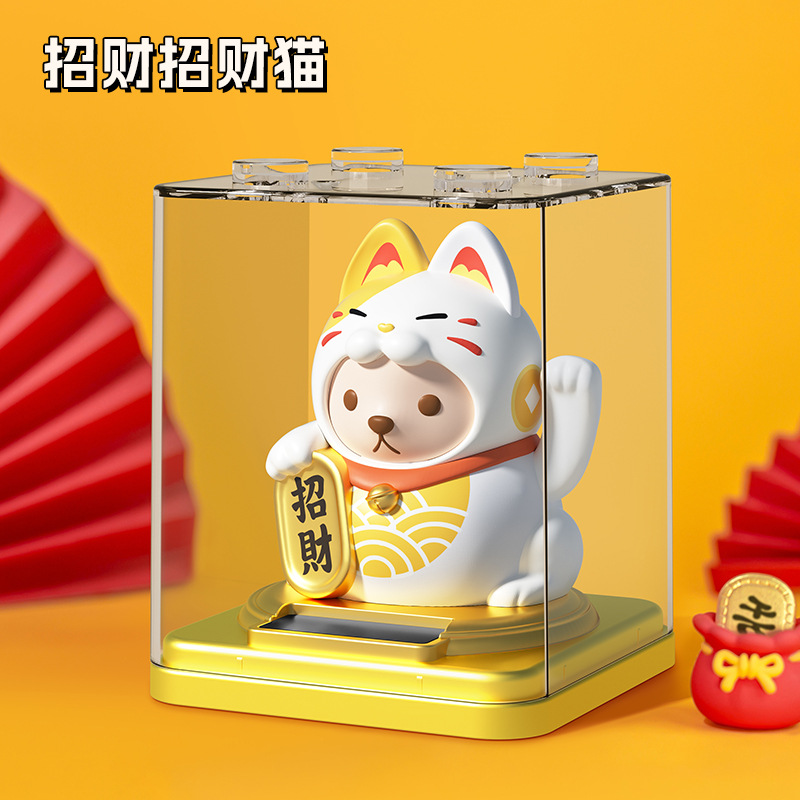Gato de la suerte solar pequeño gato de la mano de la energía de la luz gato mini gato interior del coche regalo de la oficina decoración de apertura