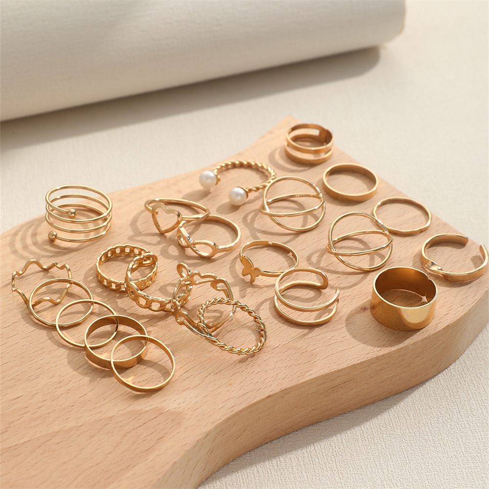 Multi-joint Ring Set For Women 22 Piece Butterfly Love Ring Bundle_voghion.com