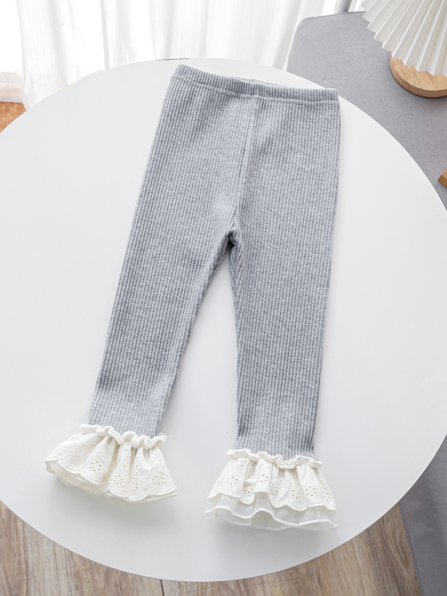 Girls' Spring and Autumn Leggings Girls' Western Style Lace Lace Trousers Children's Cotton Slim-fit Korean Trendy Pants