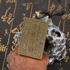 中國風實心銅吊墜關公忠義千秋仿古董做舊黃銅吊牌DIY鑰匙扣掛件