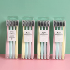 Macaron No Brand 4-Piece Toothbrush Set with Bamboo Charcoal Adult Soft Bristles Independent Capsule Family Pack, made in two-yuan store product manufacturer