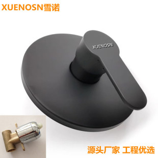 Black All-Copper Two-Way Single Cold Concealed Single-Function Shower Faucet Round Embedded Shower Mixer Valve Showerhead