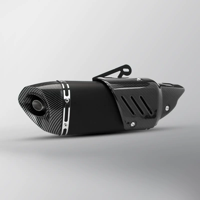 Motorcycle universal exhaust pipe Motorcycle exhaust pipe - black-imitation-carbon-head-real-carbon-cover