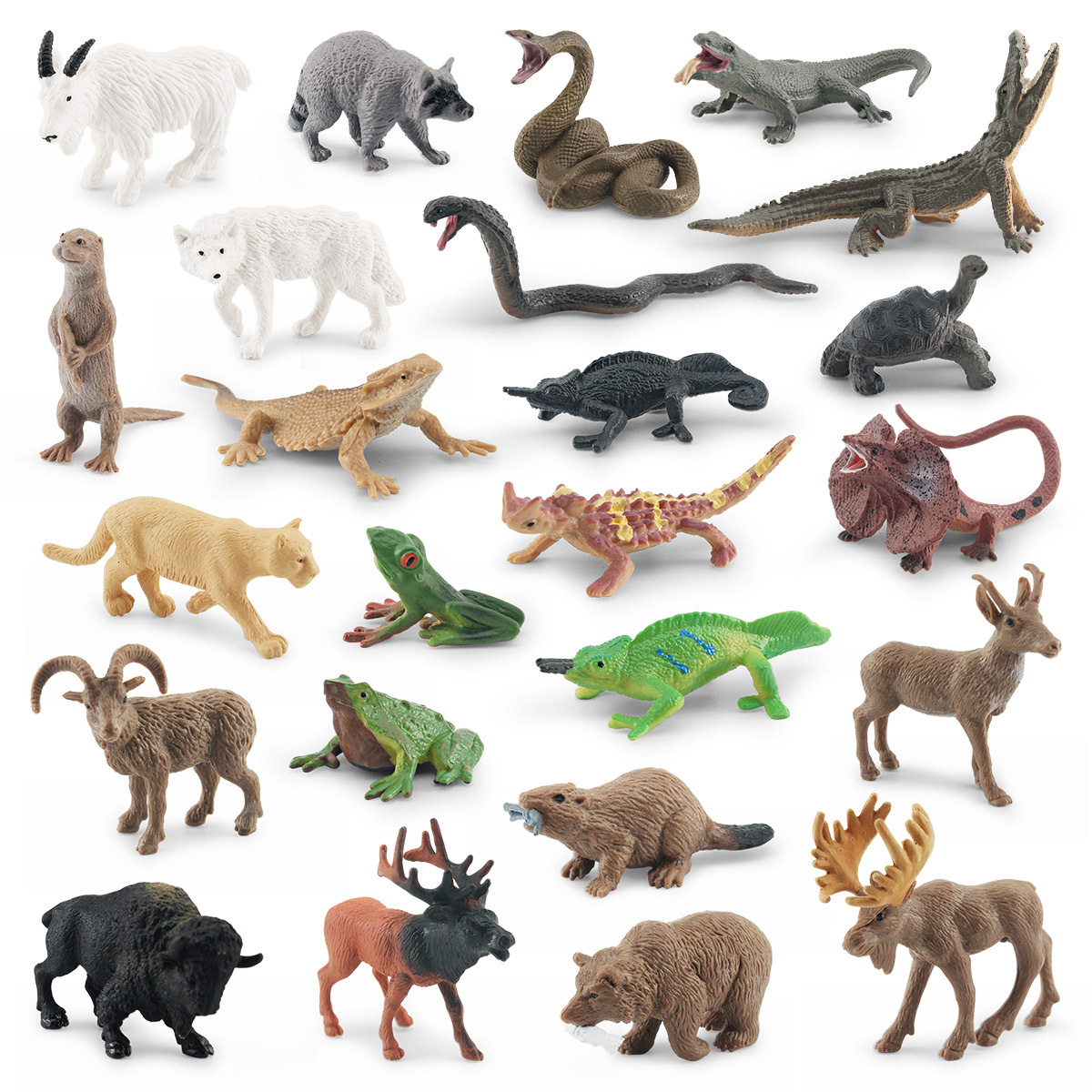 Simulación transfronteriza paraguas lagarto tortuga árbol Rana Cobra mapache Cougar Grizzly ELK anfibio modelo adornos