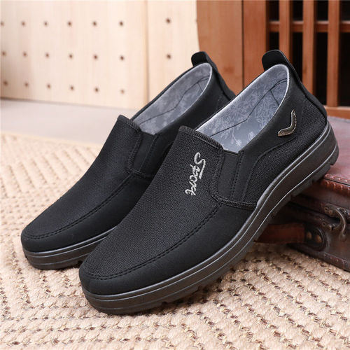  Spring New Old Beijing Cloth Shoes for Men, Middle-Aged and Elderly, Walking Shoes with Soft Soles, Slip-On Casual Shoes for Men, Large Size