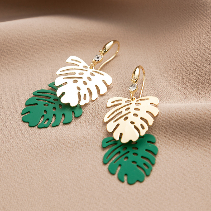 1 Pair Fashion Leaf Plating Iron Drop Earrings display picture 1