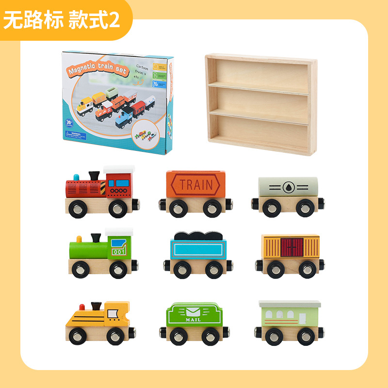 Juego de tren de succión magnética de caja de madera divertida para niños de madera