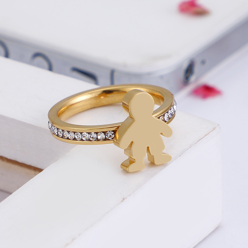 Rings Classification 6, 7, 8 Ring Size Fashion Doll Titanium Steel Plating Inlay Zircon Rings 1 Piece