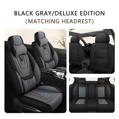 Four Seasons Pad, Cross-Border Four-Season Universal Car Seat - black-and-gray-five-seat-fixed-waist-comfort-version-1