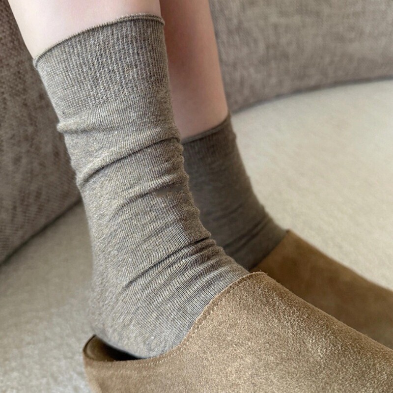 Autumn and Winter Basic Plain Mid-Calf Socks, Seamless Pure Cotton Beige Socks for Women, Suitable for Birkenstock Shoes, Maternity Socks, Slouch Socks Autumn and Winter Basic Plain Mid-Calf Socks, Seamless Pure Cotton Beige Socks for Women, Suitable for Birkenstock Shoes, Maternity Socks, Slouch Socks