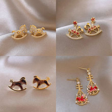 钱币木马微镶耳钉女2025新款爆款轻奢高级感耳饰小众设计精致耳环