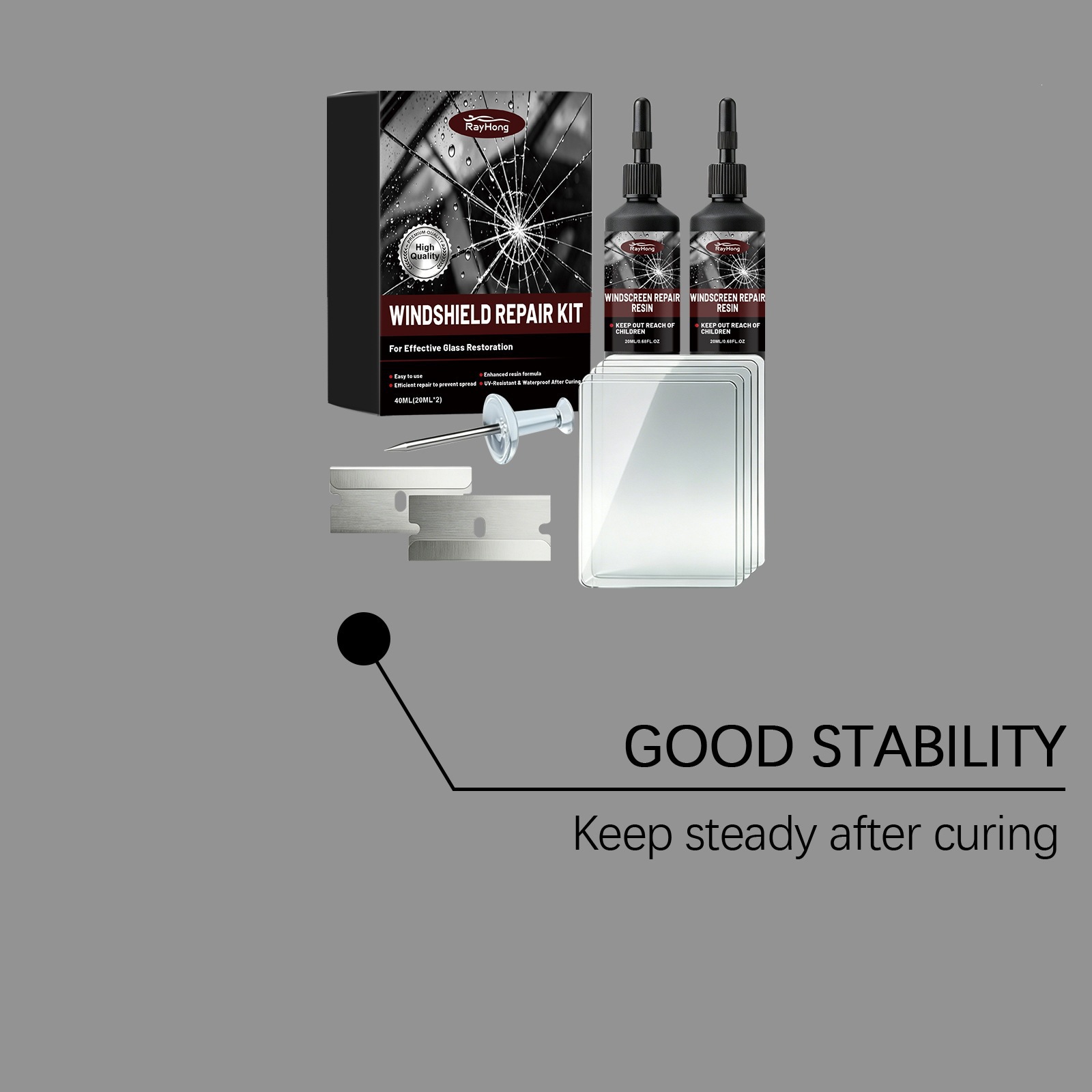 Rayhong Windshield Care Kit Car Windshield Repair Clear Vision Daily Care